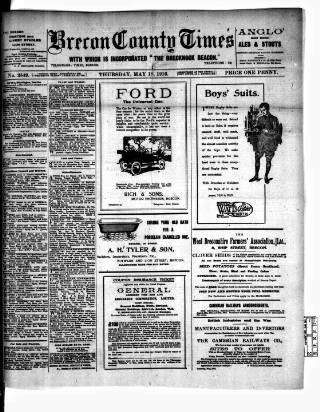 cover page of Brecon County Times published on May 18, 1916