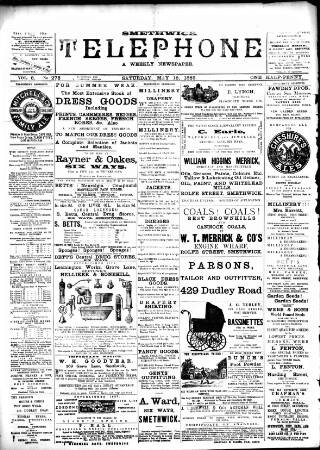 cover page of Smethwick Telephone published on May 18, 1889