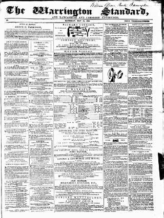 cover page of Warrington Standard and Lancashire and Cheshire Advertiser published on May 14, 1859