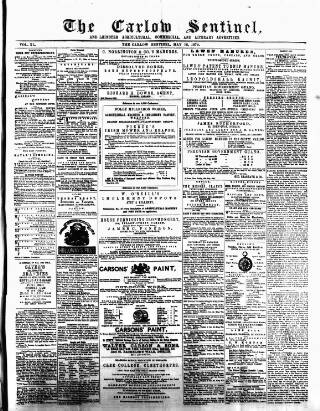 cover page of Carlow Sentinel published on May 18, 1872