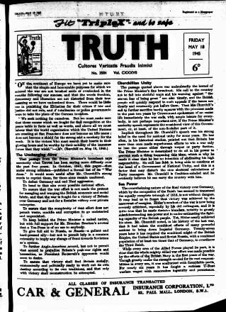 cover page of Truth published on May 18, 1945