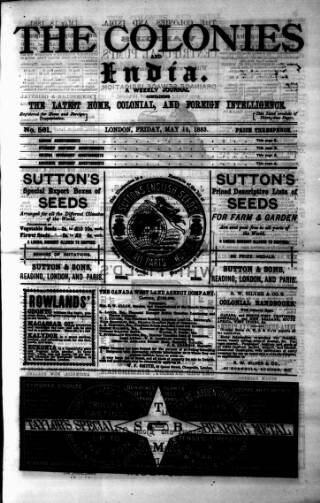 cover page of Colonies and India published on May 18, 1883