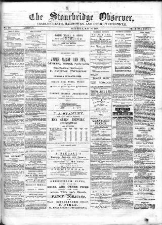 cover page of Cradley Heath & Stourbridge Observer published on May 18, 1878