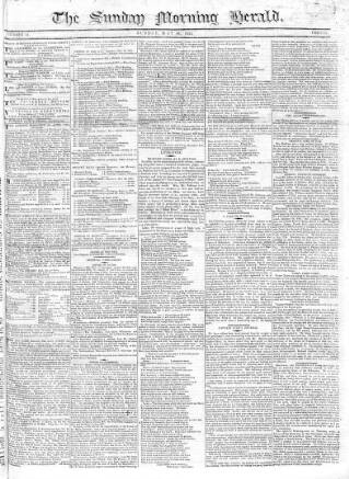 cover page of Sunday Morning Herald published on May 30, 1824