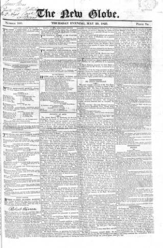 cover page of New Globe published on May 29, 1823