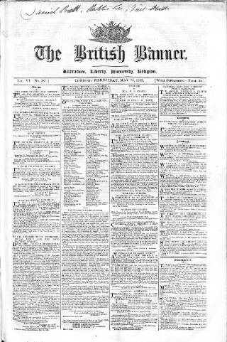 cover page of British Banner 1848 published on May 18, 1853