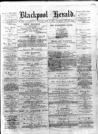cover page of Blackpool Gazette & Herald published on May 18, 1877