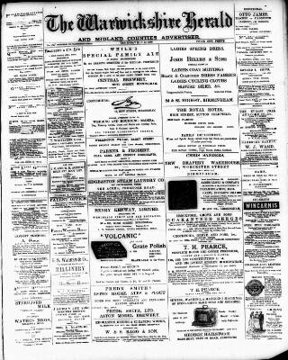cover page of Warwickshire Herald published on May 18, 1899