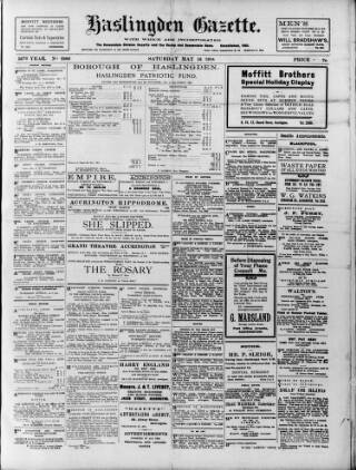 cover page of Haslingden Gazette published on May 18, 1918