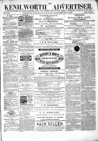 cover page of Kenilworth Advertiser published on May 18, 1871