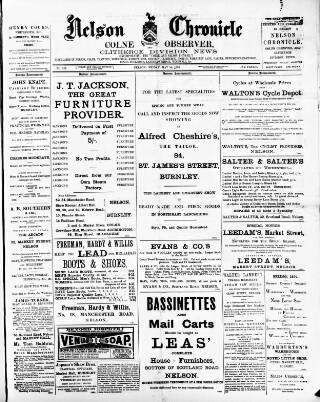 cover page of Nelson Chronicle, Colne Observer and Clitheroe Division News published on May 18, 1894