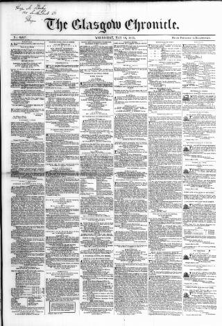 cover page of Glasgow Chronicle published on May 18, 1853
