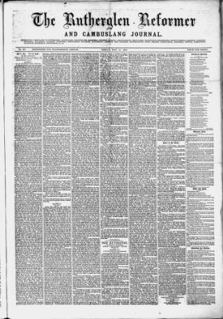 cover page of Rutherglen Reformer published on May 18, 1883