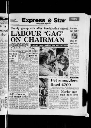 cover page of Wolverhampton Express and Star published on May 18, 1976