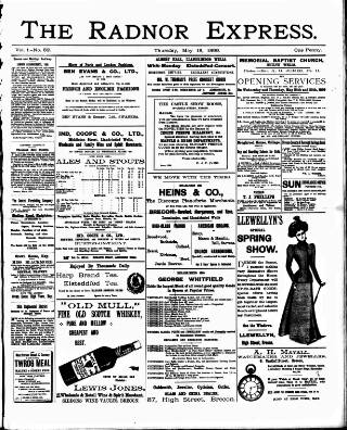 cover page of Radnor Express published on May 18, 1899