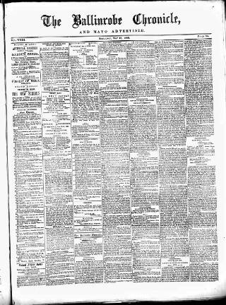 cover page of Ballinrobe Chronicle and Mayo Advertiser published on May 18, 1889
