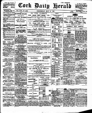 cover page of Cork Daily Herald published on May 18, 1898