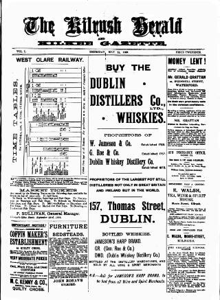 cover page of Kilrush Herald and Kilkee Gazette published on May 18, 1899