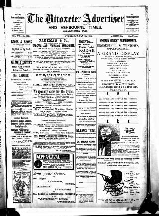 cover page of Uttoxeter Advertiser and Ashbourne Times published on May 18, 1898