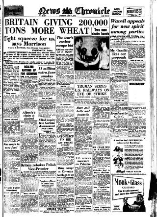 cover page of Daily News (London) published on May 18, 1946