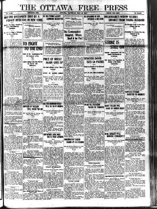 cover page of Ottawa Free Press published on May 18, 1907
