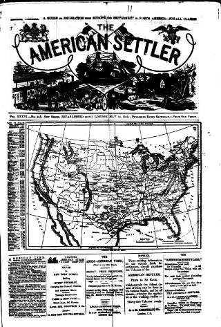 cover page of American Settler published on May 18, 1889
