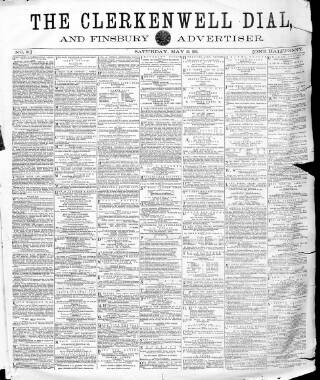 cover page of Clerkenwell Dial and Finsbury Advertiser published on May 30, 1863