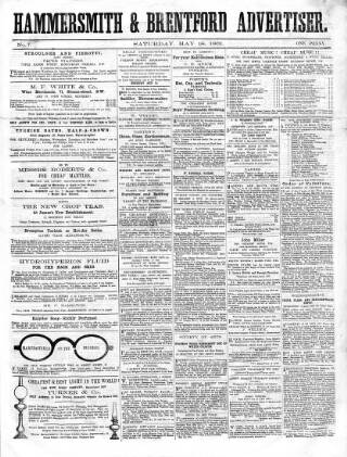 cover page of Hammersmith Advertiser published on May 18, 1861