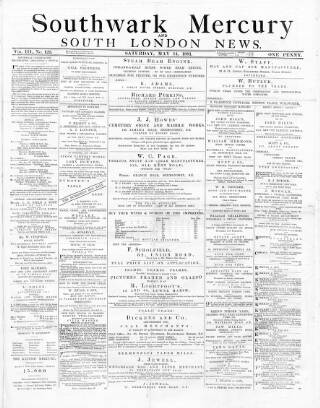 cover page of Southwark Mercury published on May 14, 1881
