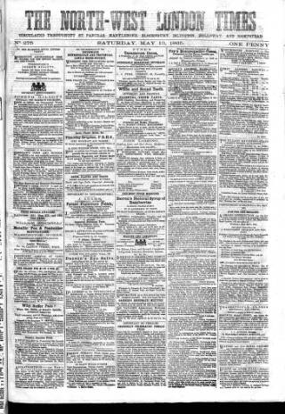 cover page of North-West London Times published on May 13, 1865