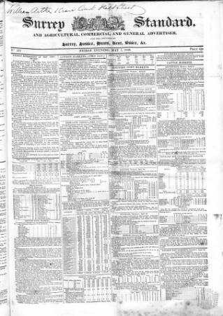 cover page of Surrey & Middlesex Standard published on May 1, 1840