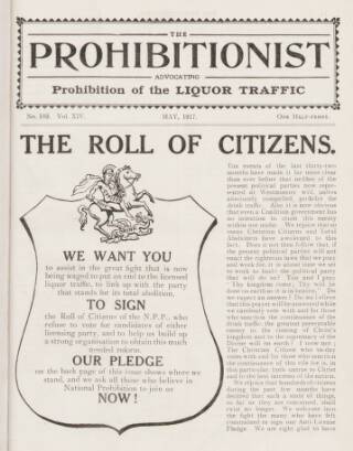 cover page of Prohibitionist published on May 1, 1917