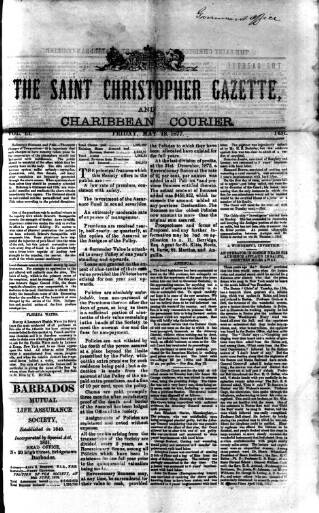 cover page of St. Christopher Gazette published on May 18, 1877