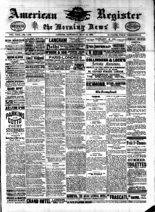 cover page of American Register published on May 18, 1889