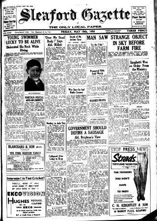 cover page of Sleaford Gazette published on May 18, 1956