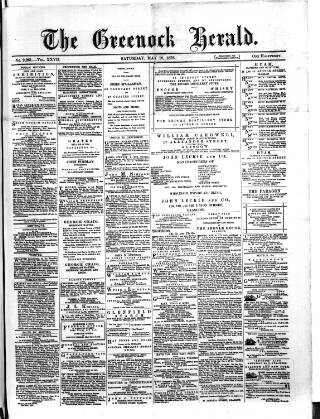 cover page of Greenock Herald published on May 18, 1878