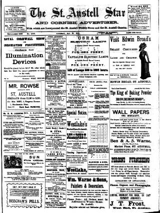 cover page of St. Austell Star published on May 18, 1911