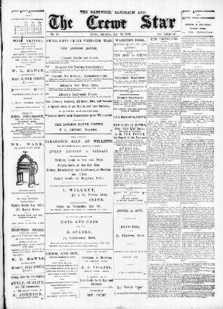 cover page of Nantwich, Sandbach & Crewe Star published on May 18, 1889
