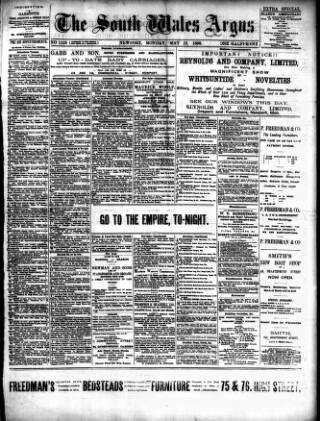 cover page of South Wales Argus published on May 18, 1896