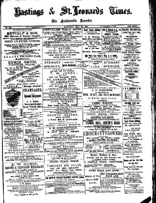 cover page of Hastings & St. Leonards Times published on May 18, 1889