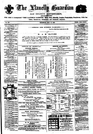 cover page of Llanelly and County Guardian and South Wales Advertiser published on May 18, 1876