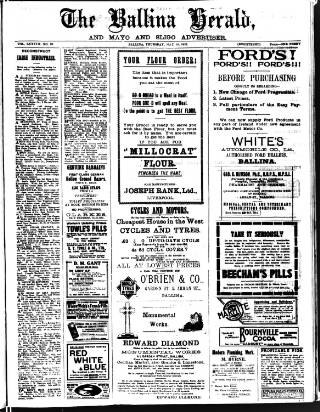 cover page of Ballina Herald and Mayo and Sligo Advertiser published on May 18, 1922