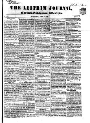 cover page of Leitrim Journal published on May 18, 1854