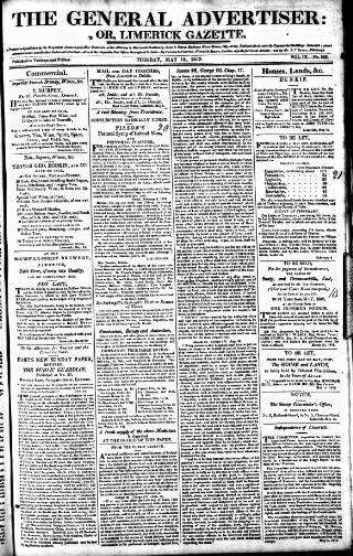 cover page of Limerick Gazette published on May 18, 1813