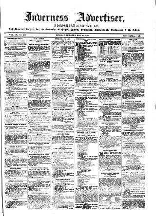 cover page of Inverness Advertiser and Ross-shire Chronicle published on May 18, 1858