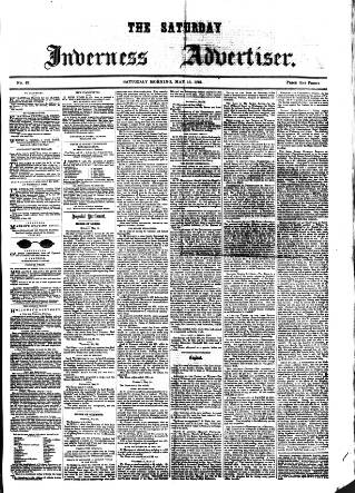 cover page of Saturday Inverness Advertiser published on May 18, 1861