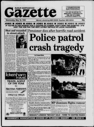 cover page of Ruislip & Northwood Gazette published on May 18, 1994