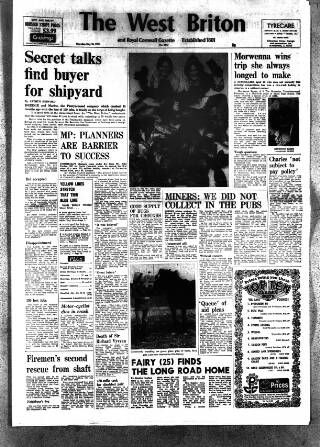 cover page of West Briton and Cornwall Advertiser published on May 18, 1978