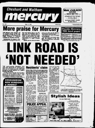 cover page of Cheshunt and Waltham Mercury published on May 18, 1990