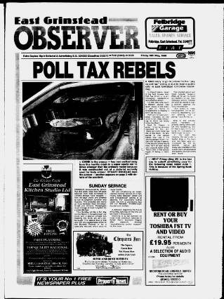 cover page of East Grinstead Observer published on May 18, 1990